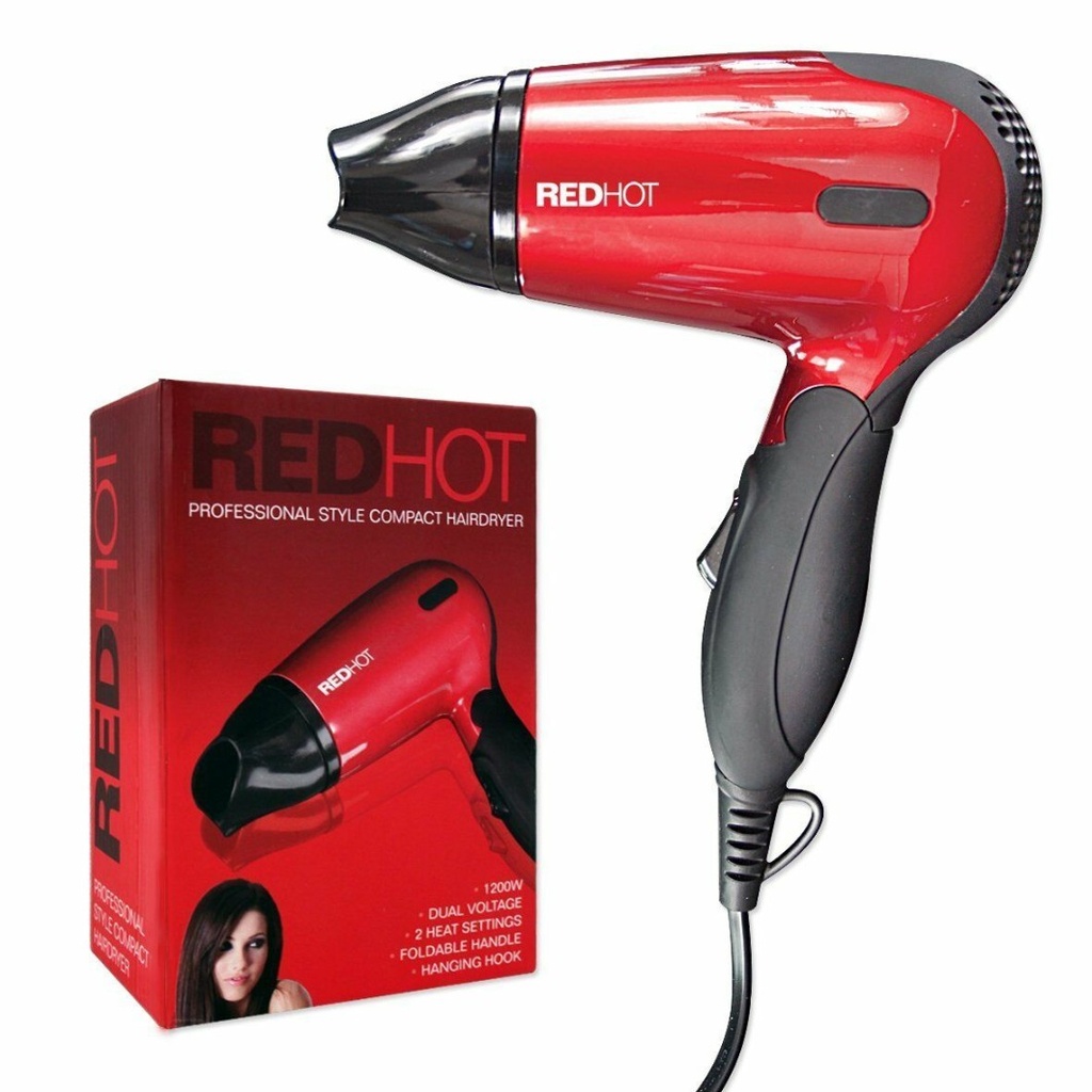 Travel Hair Dryer 1200w Red hot