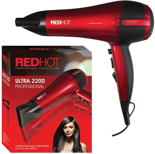 [ME392] Hair Dryer Ultra 2200 Professional 1.6m Cord Red Hot