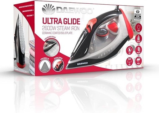 [ME318] Daewoo 2600W Ultra Glide Steam Iron. (3yr Warranty)