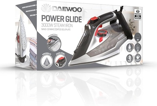 [ME319] Daewoo 3000w Power Glide Steam Iron. (3yr Warranty)