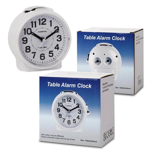 [ME577] Table Alarm Clock White (Circular) Champion