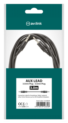 [ME215 - 85p each] AUX (3.5mm) Cable 3m Box of 6 AV Link
