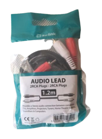 [ME26 - 75p each] 1.2m 2 Phono To 2 Phono Lead Box of 6 AV Link