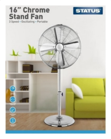 [ME58] 16 Inch Oscillating Chrome Stand Fan Status