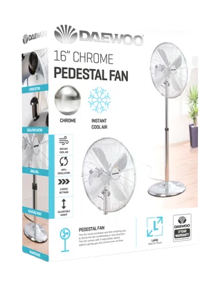 [ME57] 16 Inch Oscillating Chrome Stand Fan Daewoo